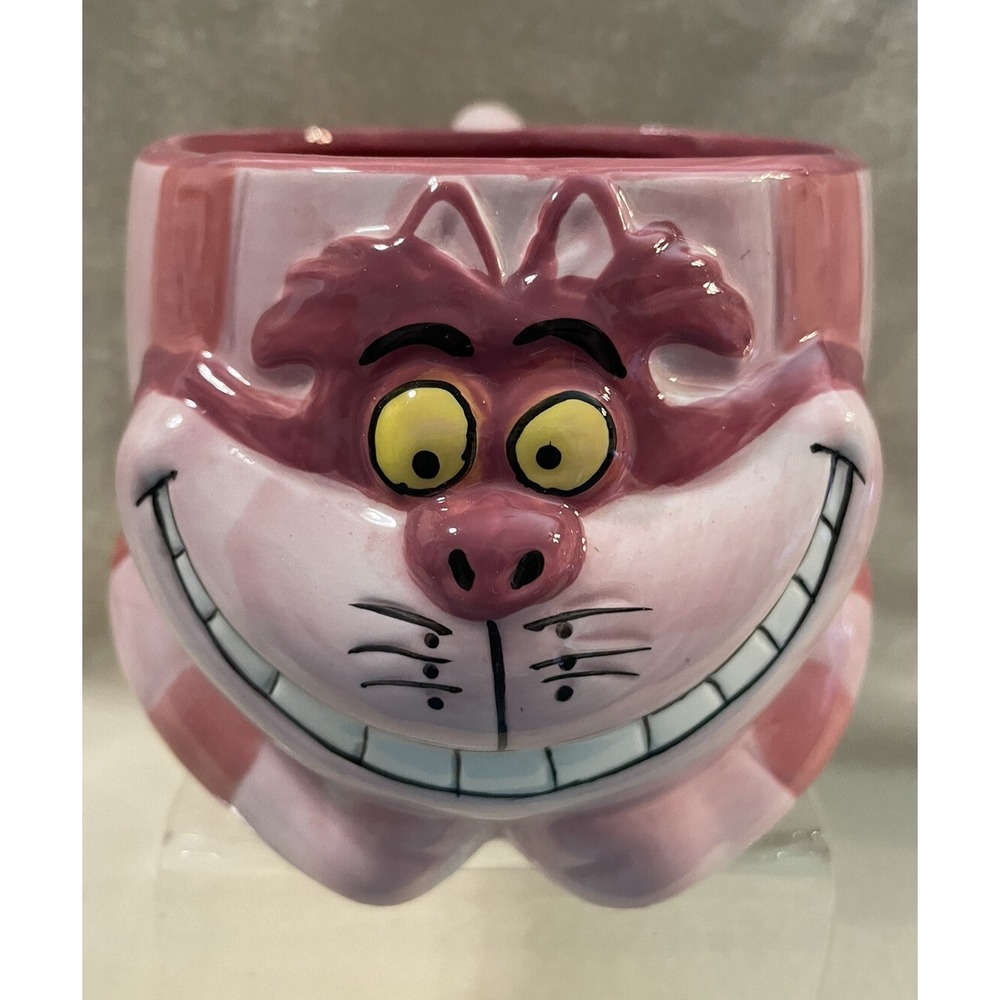 Disney Alice In Wonderland Cheshire Cat Large Pink Coffee Mug Tea Cup Very Nice